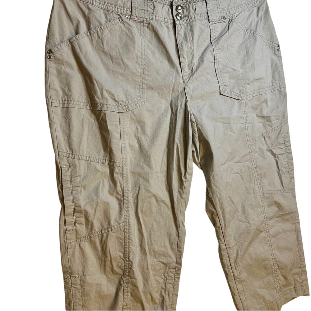 Gray Cargo Capri Pants 14 Coastal Travel Utility Chic Casual - Picture 2 of 9